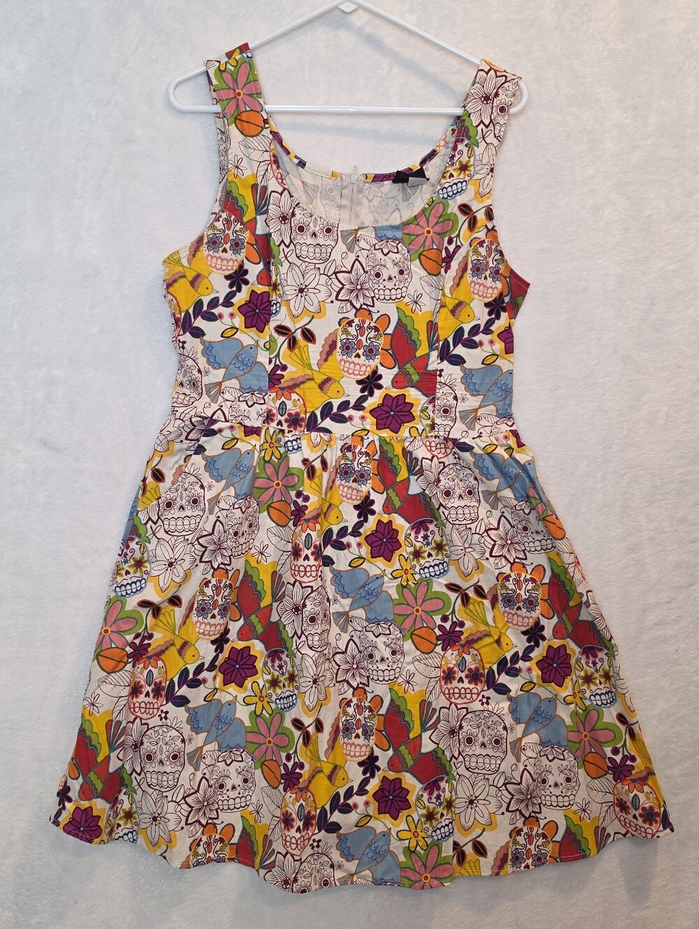 Folter "Good Enough to Eat" Sugar Skull and Floral Fit & Flare Retro Dress XL